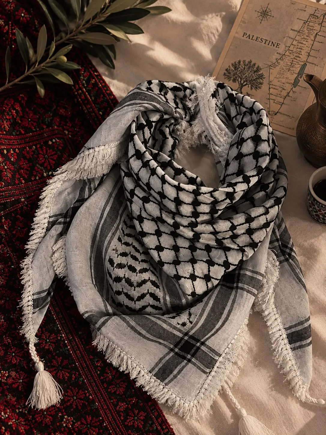 Palæstinensisk kuffiyeh, sort og hvid